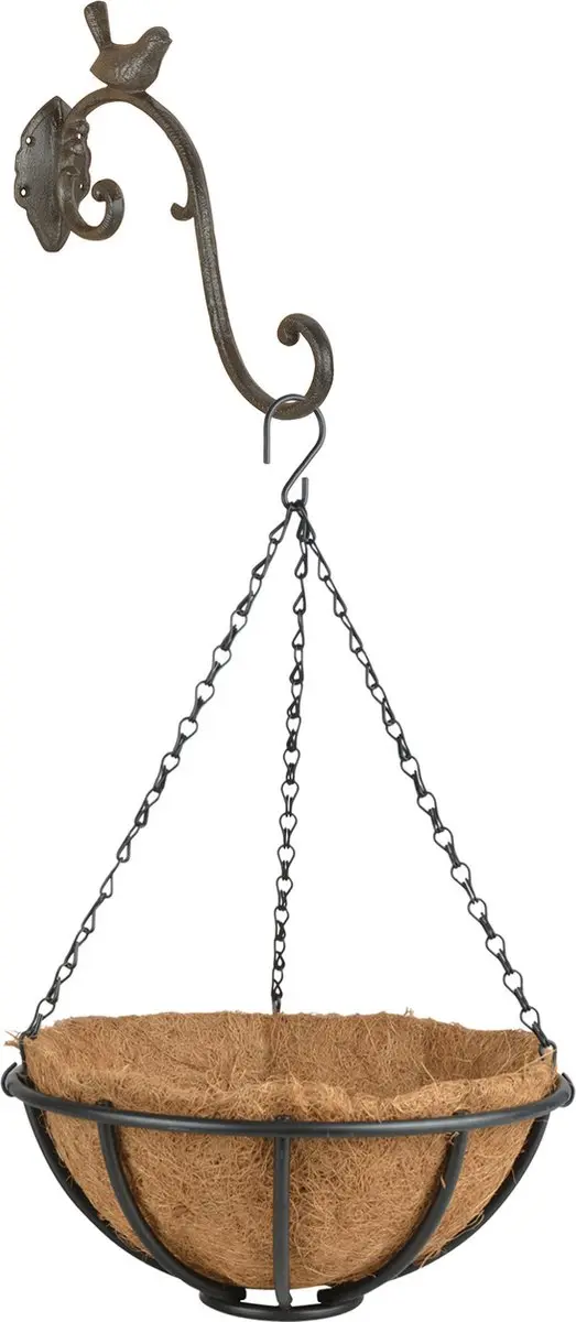 Hanging basket 30 cm van metaal met ijzeren muurhaak