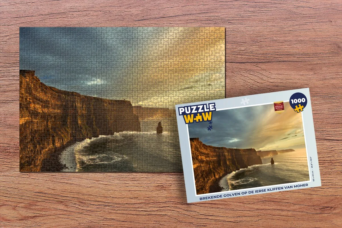 PuzzleWow Brekende Golven Ierse Kliffen Moher Legpuzzel 1000 Stuks - Multicolor