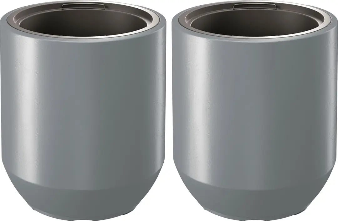 Prosperplast Plantenpot/bloempot Sevilla - 2x - buiten/binnen - kunststof - lichtgrijs - D39 x H44 cm - met binnenpot