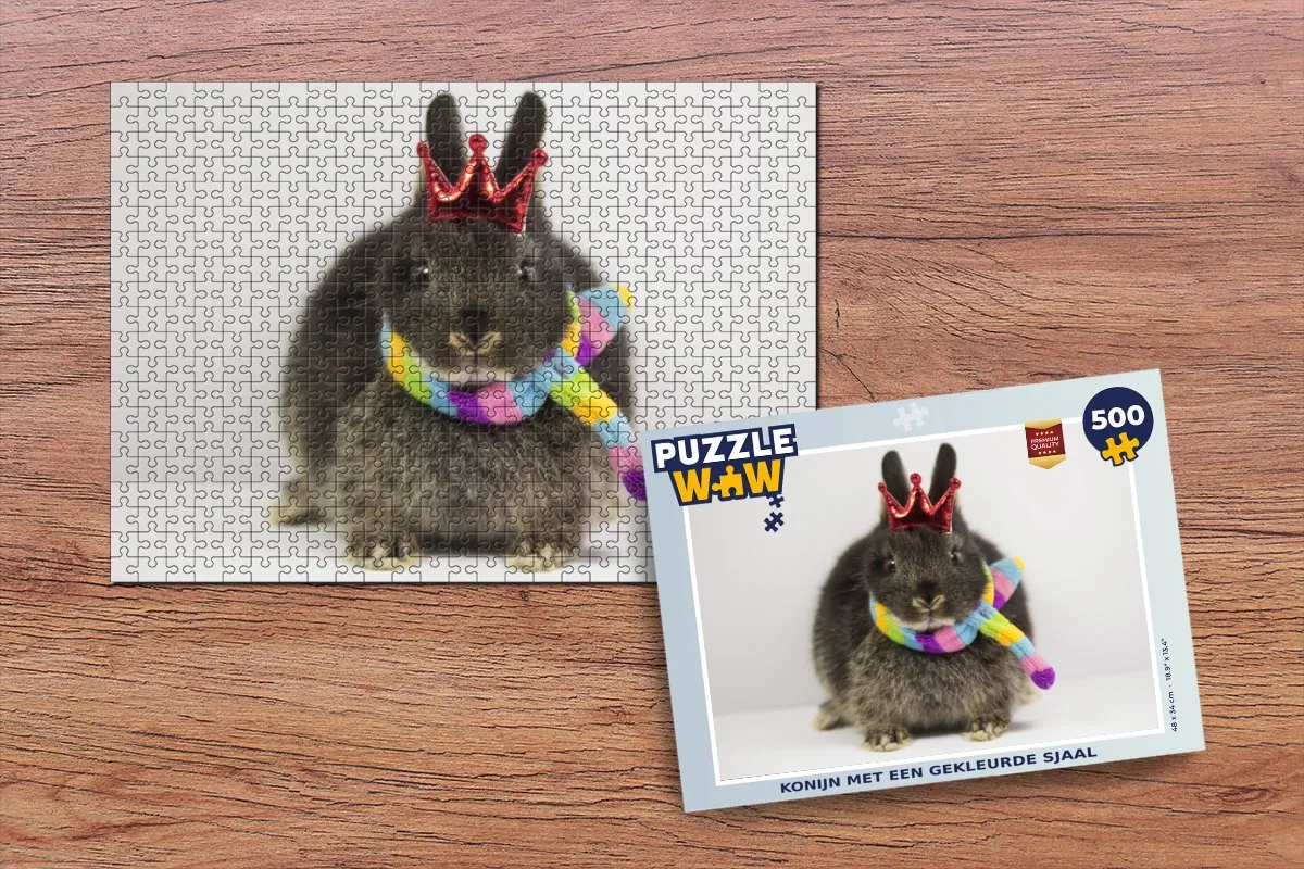 PuzzleWow Konijn Sjaal Wol Legpuzzel 500 Stuks - Multicolor