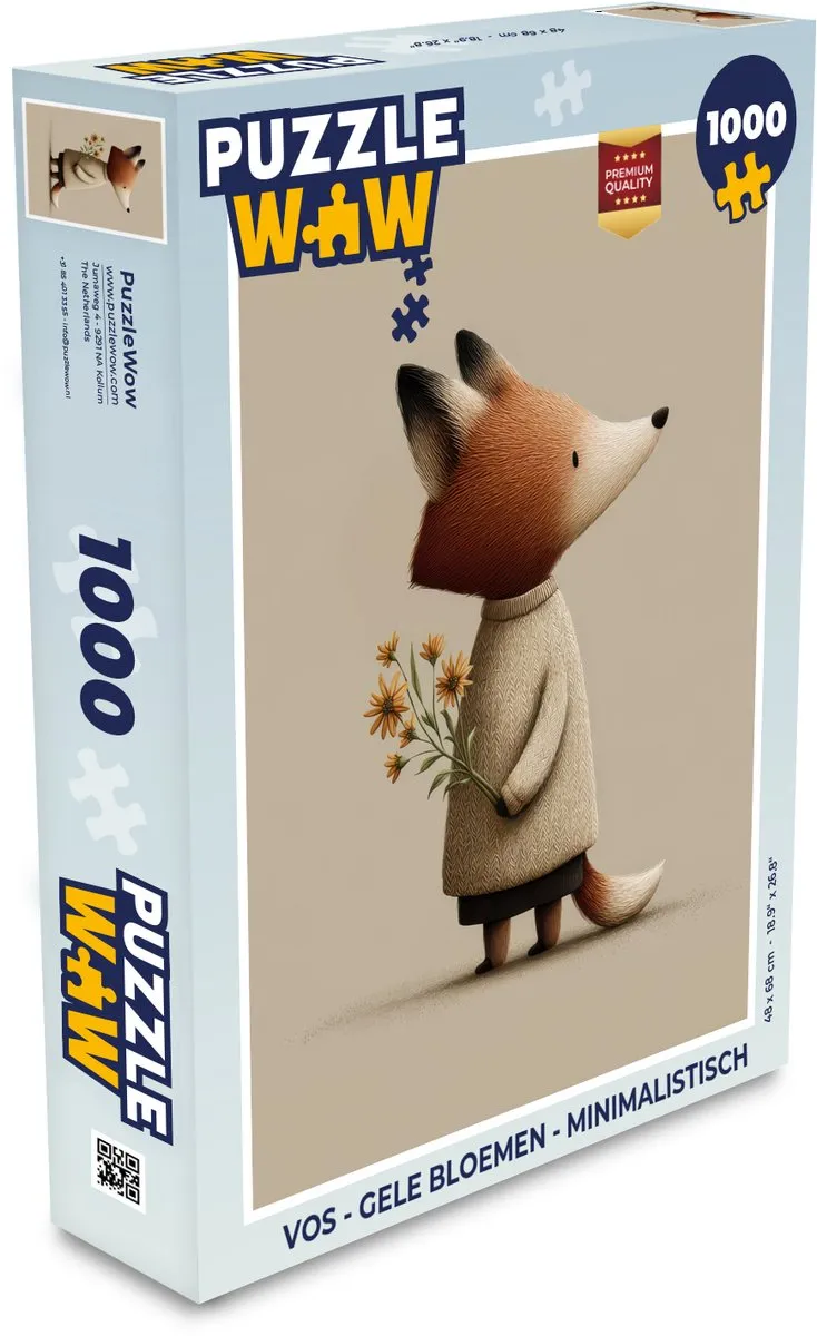 PuzzleWow Vos - Gele bloemen Legpuzzel 1000 Stuks