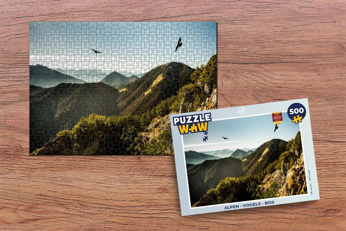 PuzzleWow Alpen Vogels Bos Legpuzzel 500 Stuks - Multicolor