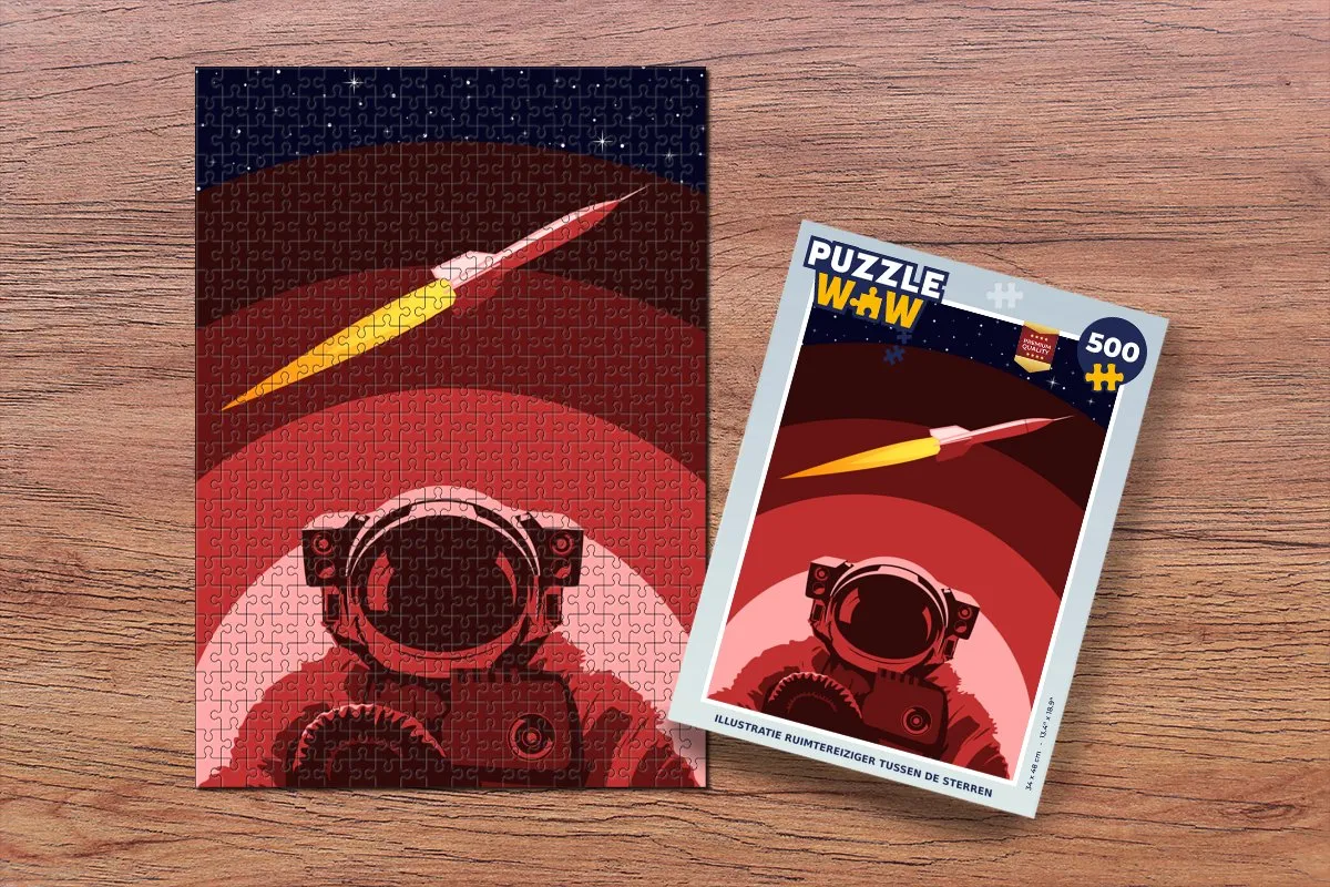 PuzzleWow Astronaut Sterren Raket Legpuzzel 500 Stuks - Multicolor