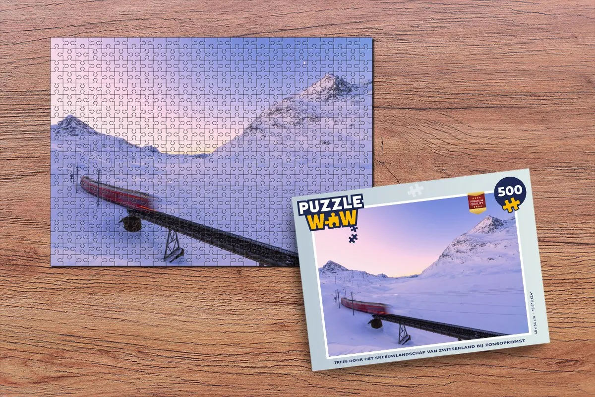 PuzzleWow Zwitserland Zonsopgang Legpuzzel 500 Stuks - Multicolor