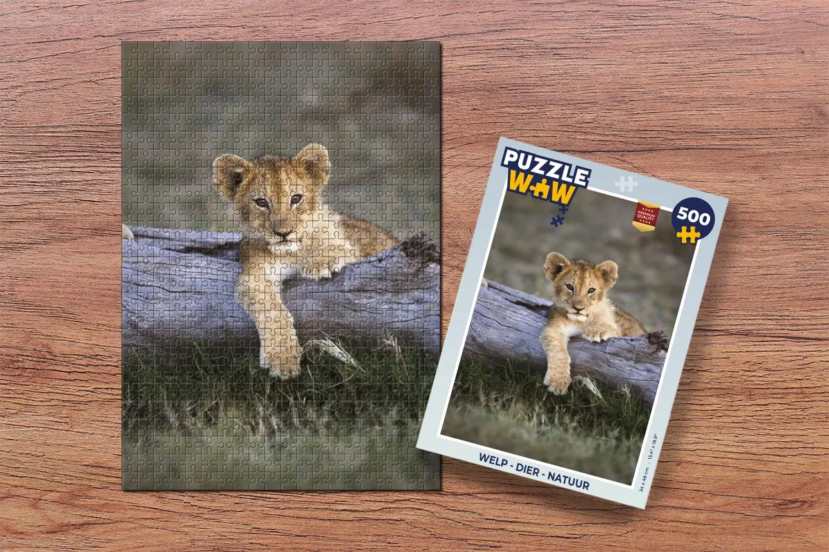 PuzzleWow Welp Dier Natuur Legpuzzel 500 Stuks - Multicolor