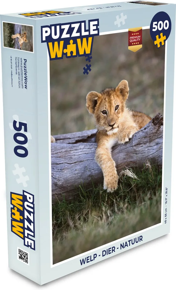 PuzzleWow Welp Dier Natuur Legpuzzel 500 Stuks