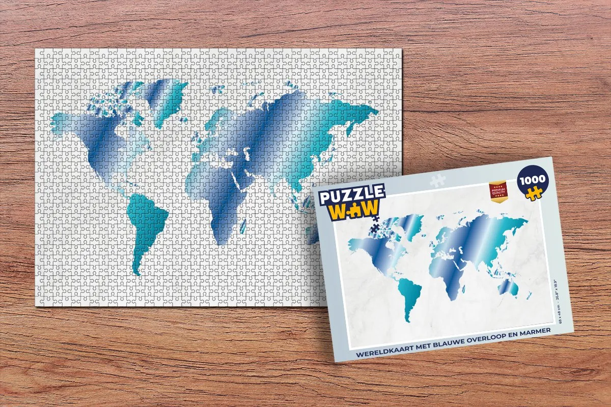 PuzzleWow Wereldkaart Legpuzzel 1000 Stuks - Multicolor