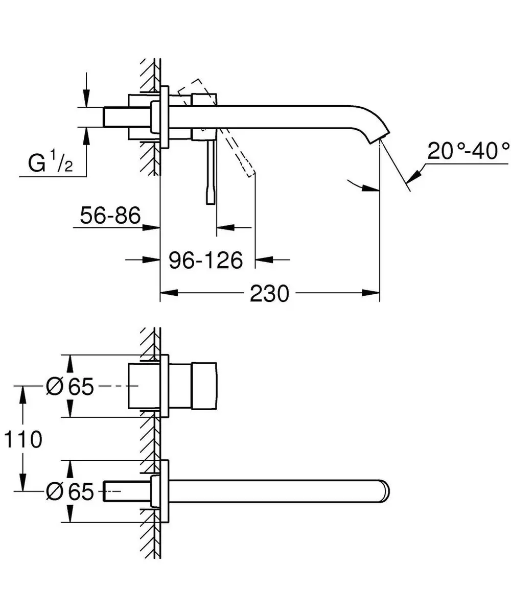 Grohe Essence New Inbouw Wastafelkraan 19967001 - Chroom - afbeelding 2 van 6