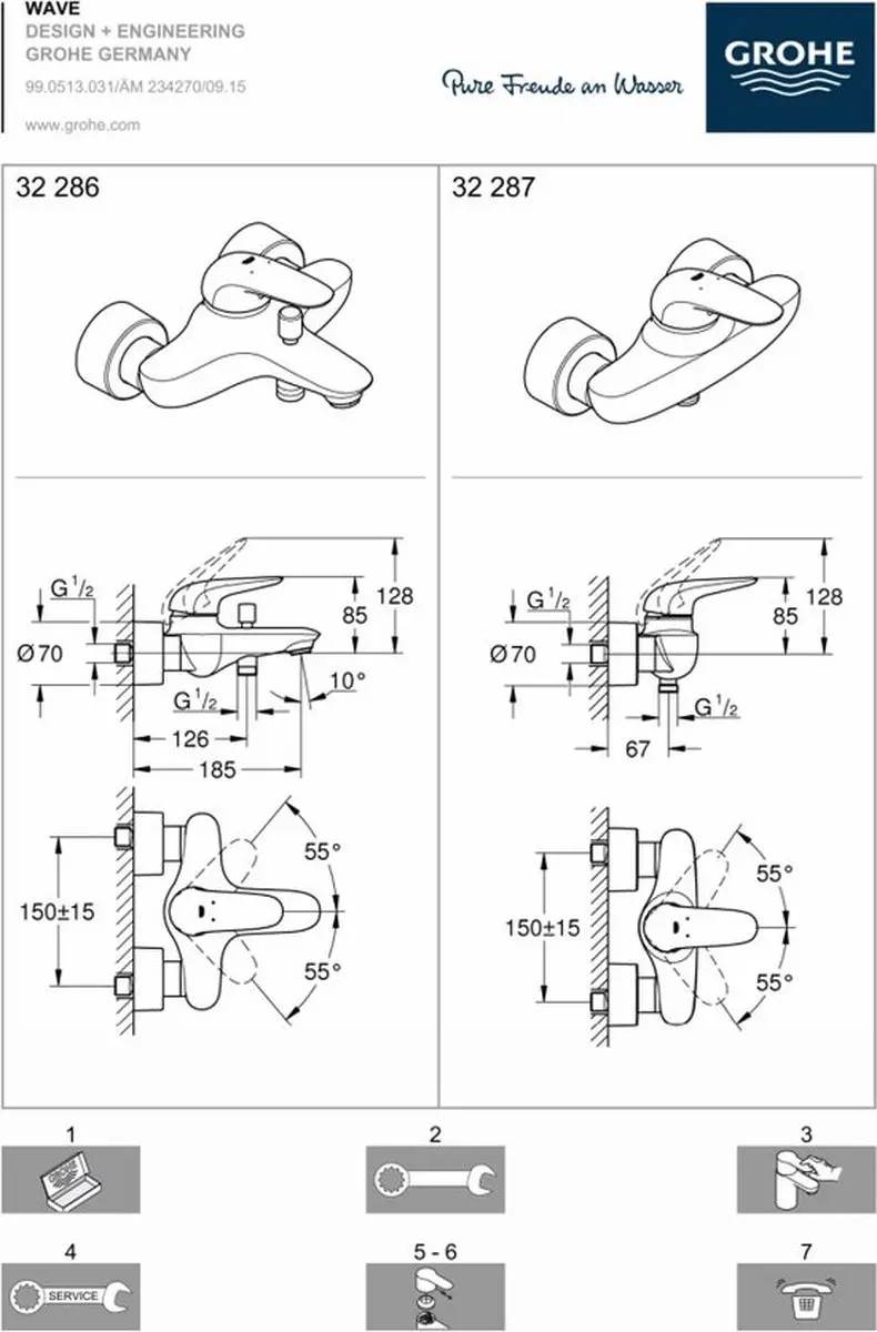 Grohe Wave Douchemengkraan 15cm