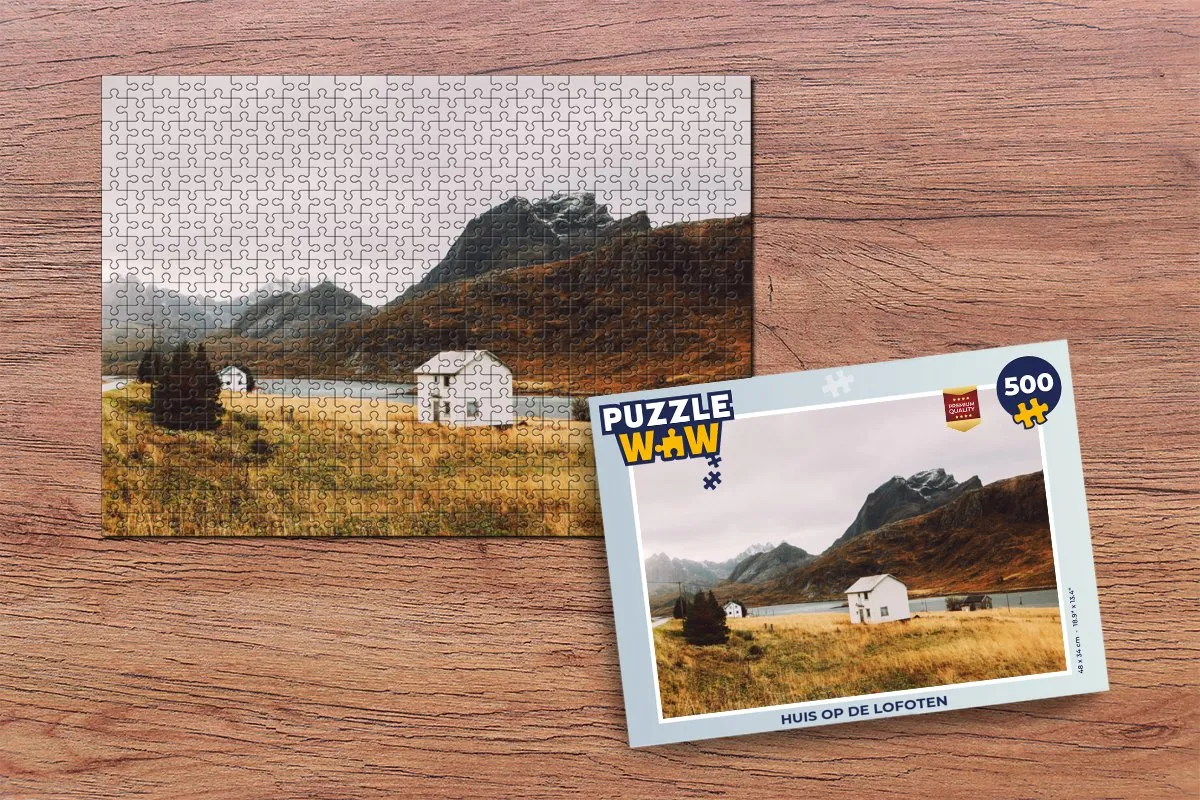 PuzzleWow Huis op de Lofoten Legpuzzel 500 Stuks - Multicolor