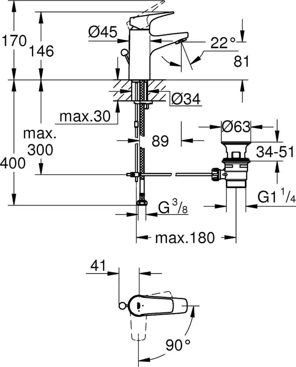 Grohe QuickFix Start Flow Wastafelkraan 23769000 - Chroom - afbeelding 2 van 5