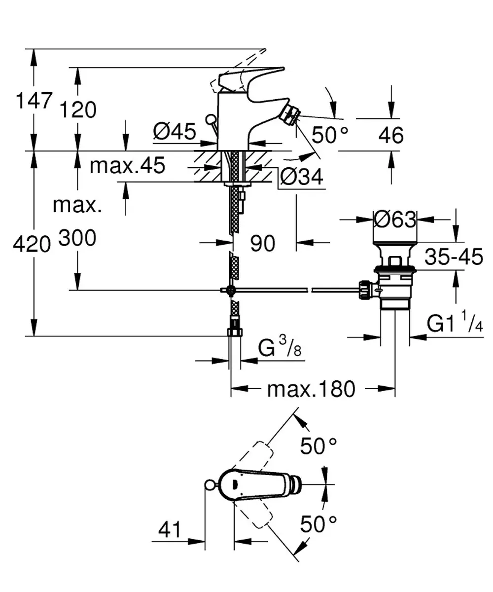 Grohe Start Flow Bidetkraan 23770000 - Chroom - afbeelding 2 van 2