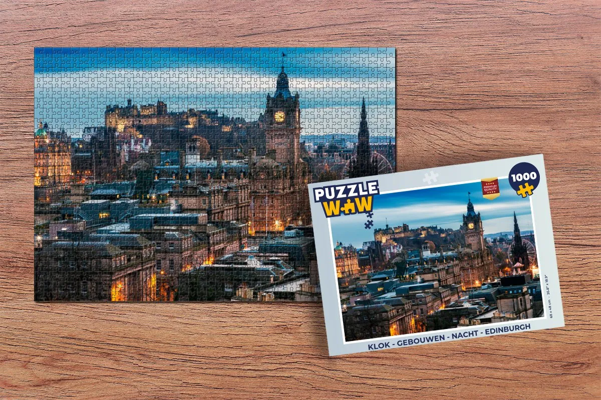 PuzzleWow Edinburgh Nacht Legpuzzel 1000 Stuks - Multicolor