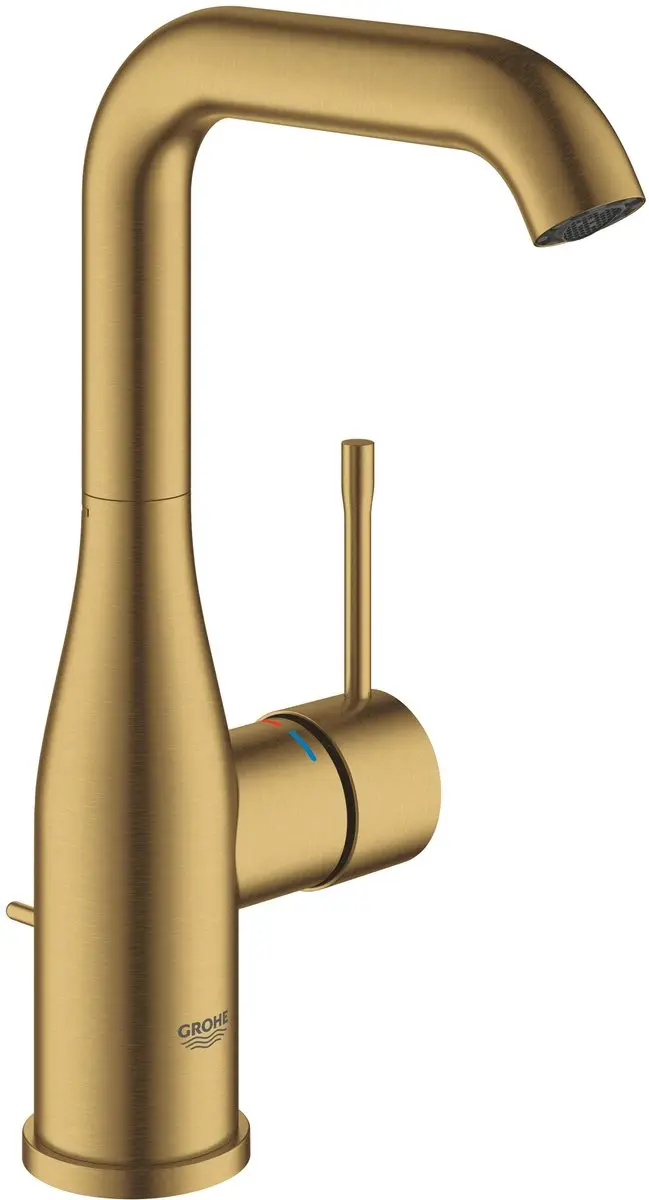 GROHE Essence New Wastafelkraan - Hoge draaibare uitloop - Met trekwaste - Cool sunrise geborsteld (mat goud) - Waterbesparend