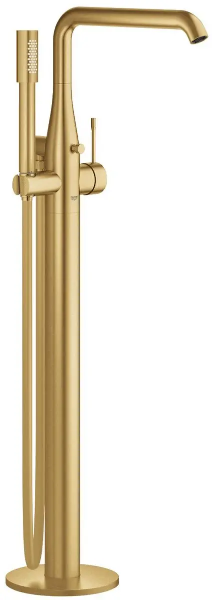 GROHE Essence New Badkraan - met doucheset - zonder installatiedeel - 15cm - cool sunrise geborsteld (mat goud) - 23491GN1
