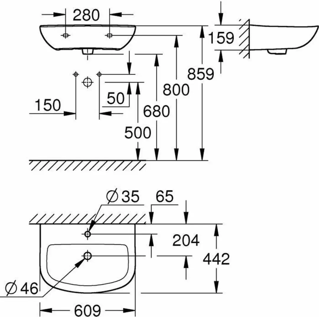 Grohe Bau Wastafel 60x44cm Wit - afbeelding 6 van 6