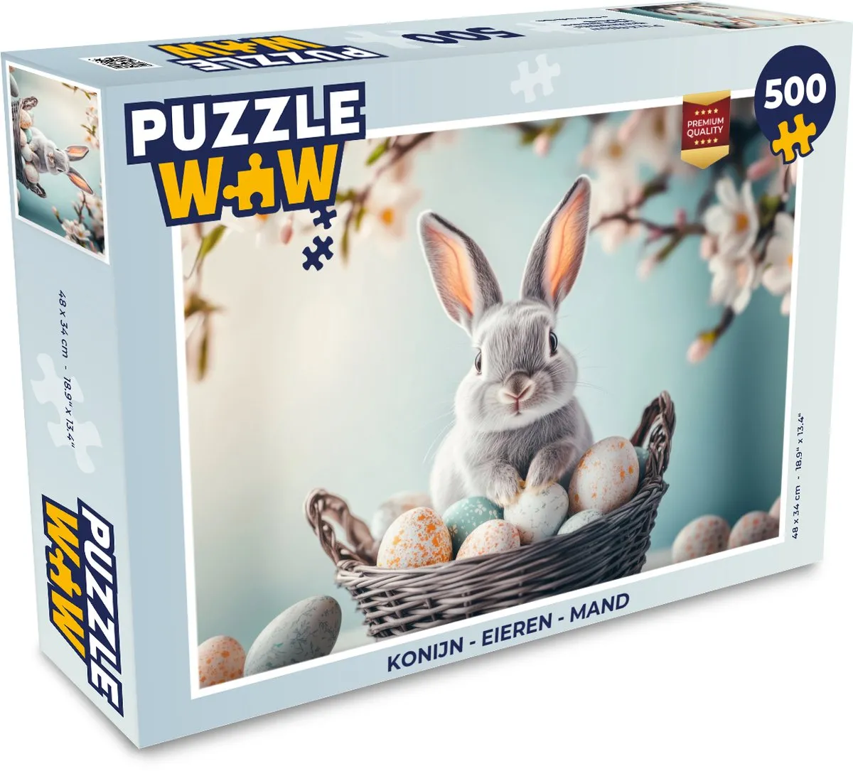 PuzzleWow Konijn - Eieren - Mand Legpuzzel 500 Stuks - MPN 8721172701633