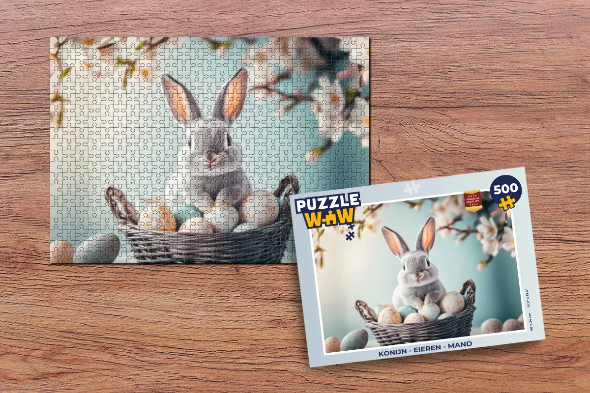 PuzzleWow Konijn - Eieren - Mand Legpuzzel 500 Stuks - MPN 8721172701633