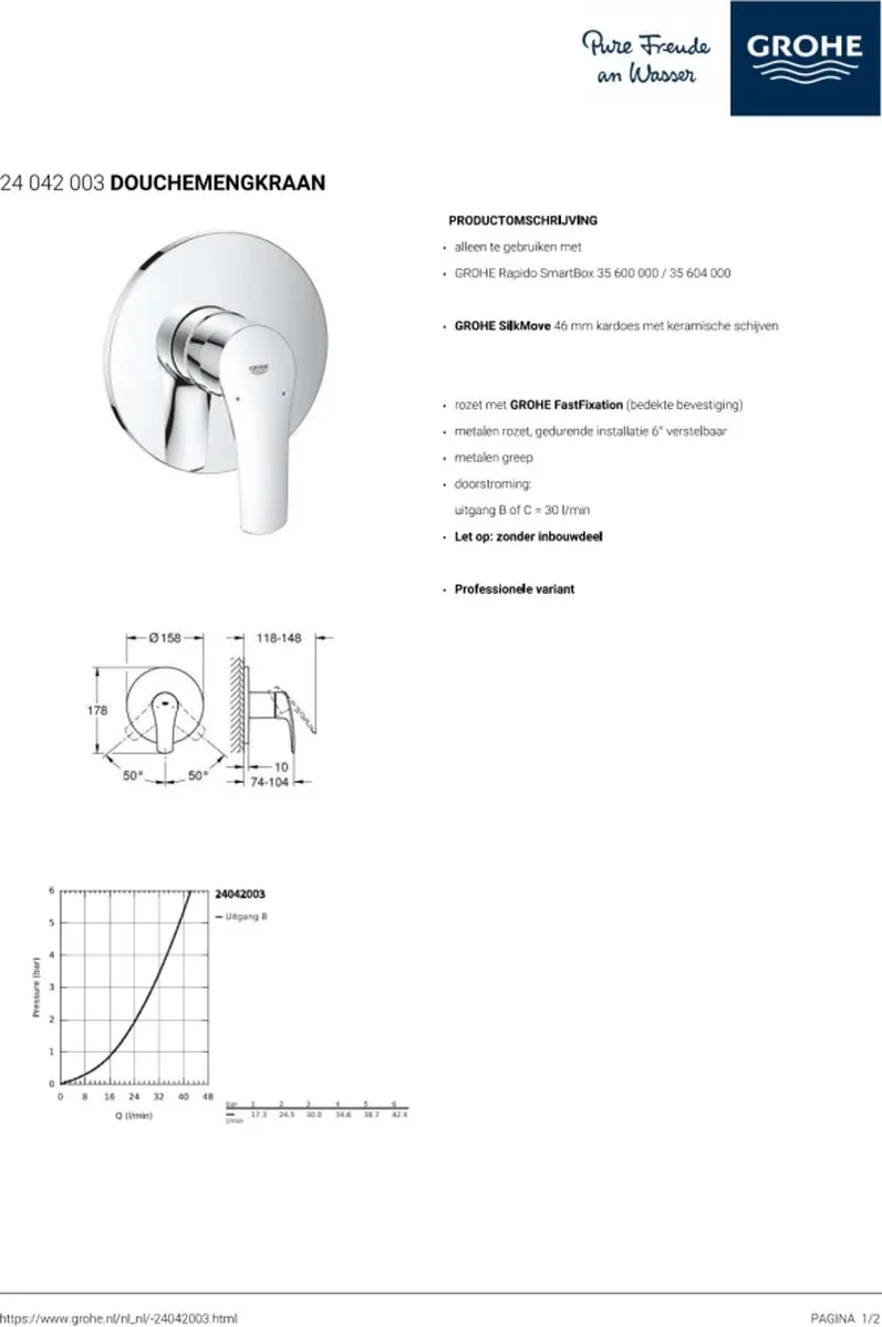 Grohe Eurosmart Douchemengkraan Chroom - afbeelding 5 van 6