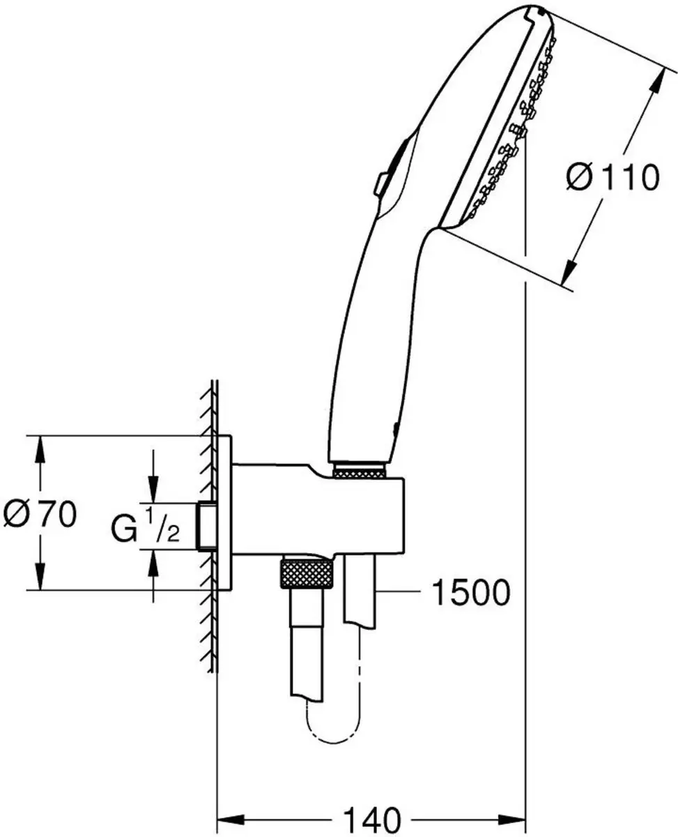 Grohe Tempesta 110 Handdoucheset 150cm - Chroom - afbeelding 5 van 6
