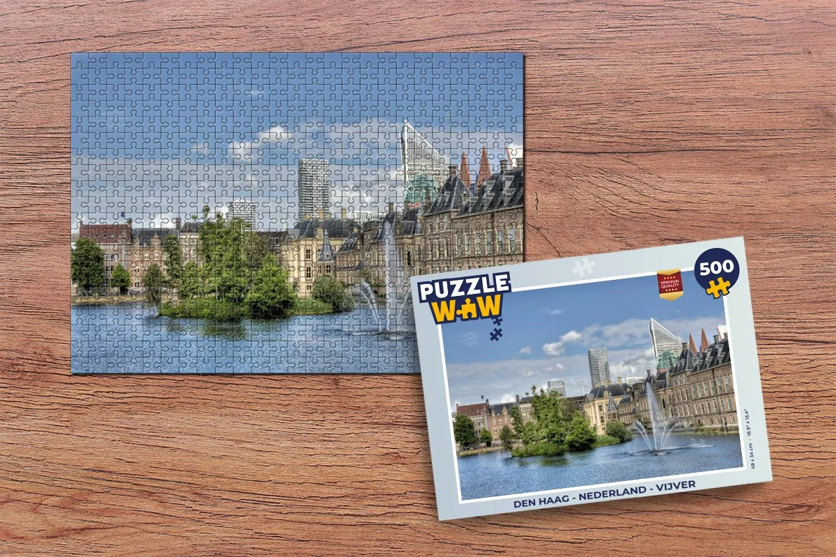 PuzzleWow Den Haag Nederland Vijver Legpuzzel 500 Stuks - Multicolor