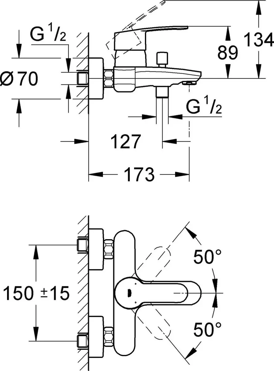 Grohe Eurostyle Badmengkraan 33591002 - Chroom - afbeelding 6 van 6