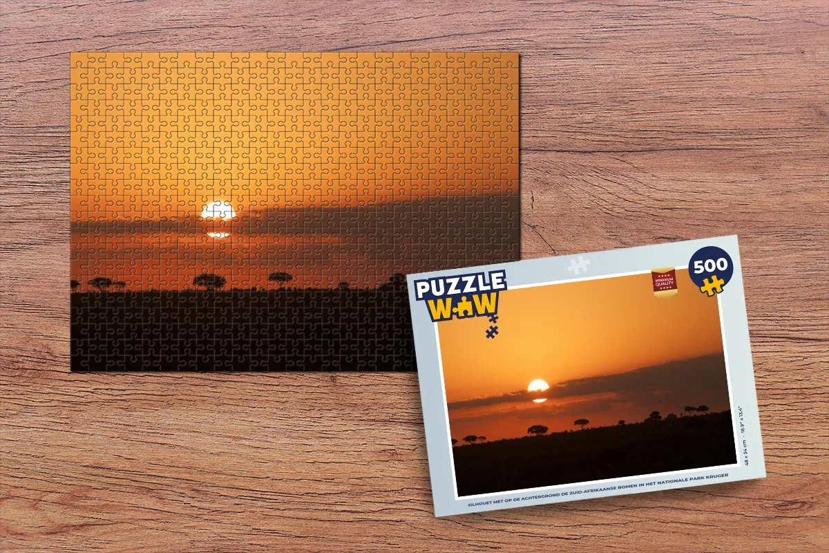 PuzzleWow Silhouet Kruger Park Legpuzzel 500 Stuks - Multicolor