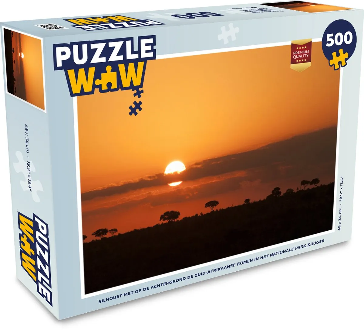 PuzzleWow Silhouet Kruger Park Legpuzzel 500 Stuks - Multicolor