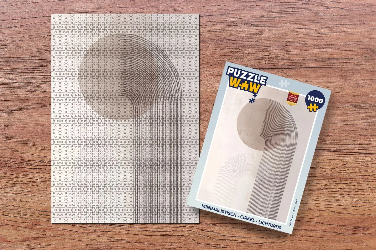 PuzzleWow Minimalistisch Cirkel Legpuzzel 1000 Stuks - Lichtgrijs