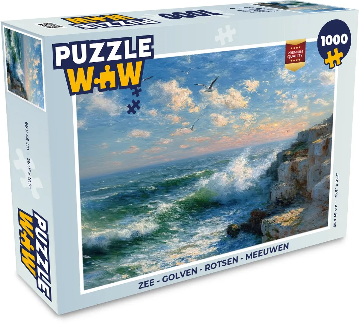 PuzzleWow Legpuzzel 1000 Stuks - Golven/Rotsen/Meeuwen