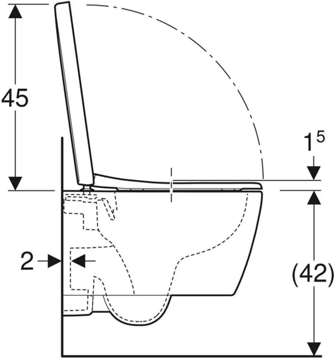Geberit iCon Hangtoilet 49cm - Mat Wit Softclose - afbeelding 2 van 6