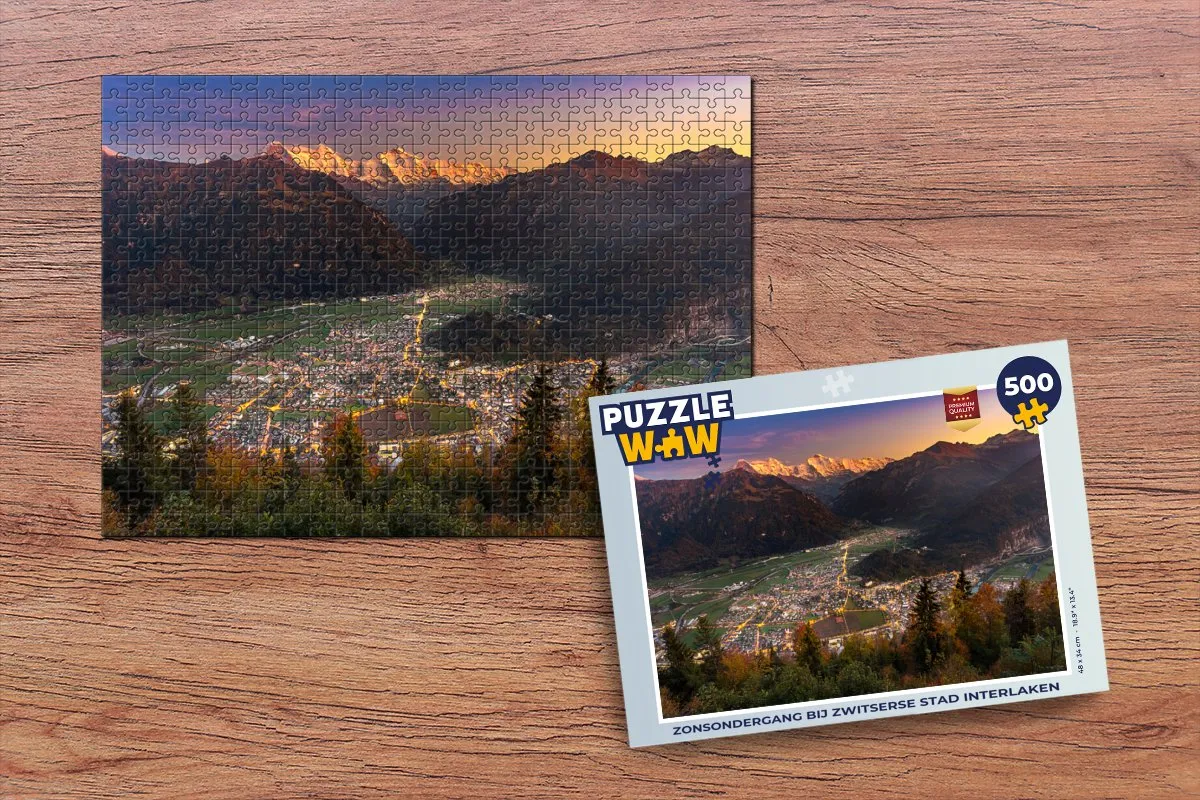 PuzzleWow Legpuzzel Zonsondergang Interlaken 500 Stuks - Multicolor