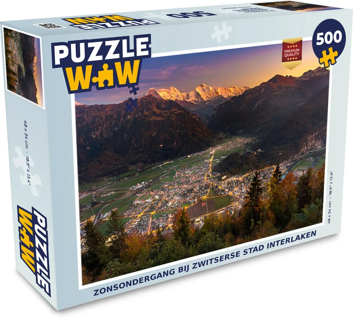 PuzzleWow Legpuzzel Zonsondergang Interlaken 500 Stuks