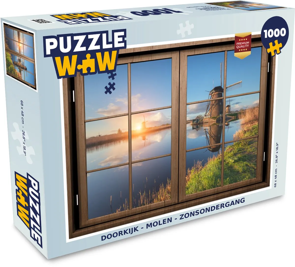 PuzzleWow Doorkijk Molen Zonsondergang Legpuzzel 1000 Stuks