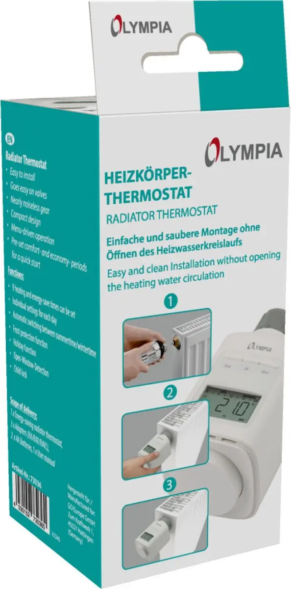 Olympia HT 430-23A Radiatorthermostaat - Wit - afbeelding 3 van 6