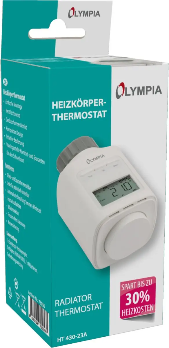 Olympia HT 430-23A Radiatorthermostaat - Wit - afbeelding 6 van 6