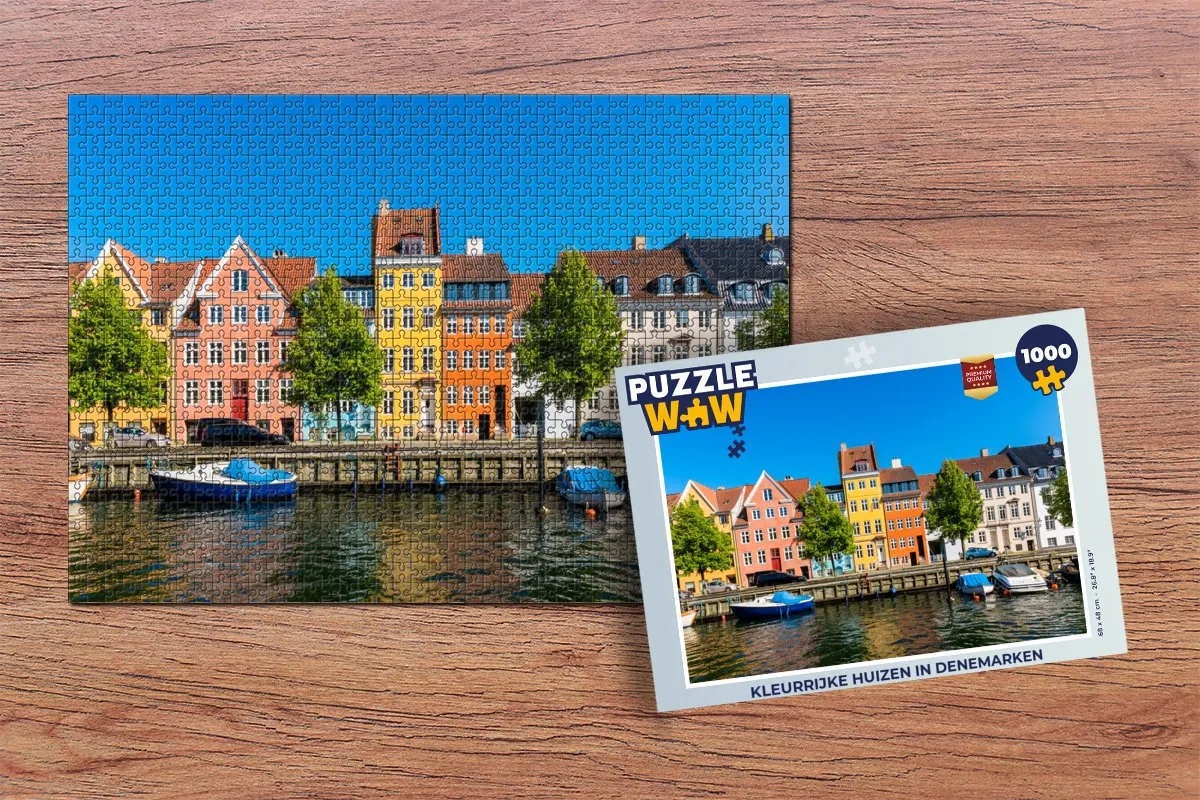 PuzzleWow Kleurrijke Huizen in Denemarken Legpuzzel 1000 Stuks - Multicolor