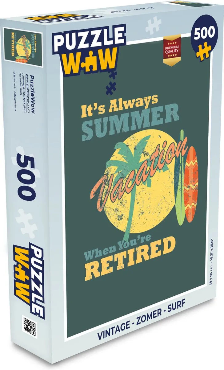 PuzzleWow Vintage Surf Legpuzzel 500 Stuks