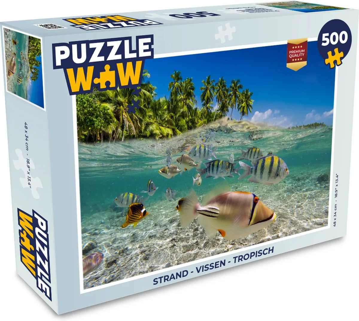 PuzzleWow Legpuzzel Strand Vissen Tropisch 500 Stuks - Multicolor