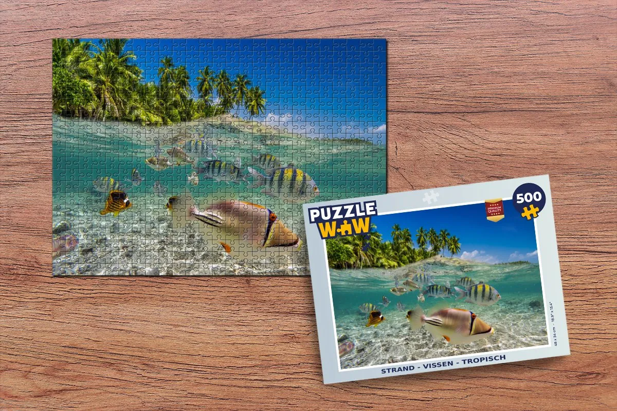 PuzzleWow Legpuzzel Strand Vissen Tropisch 500 Stuks - Multicolor