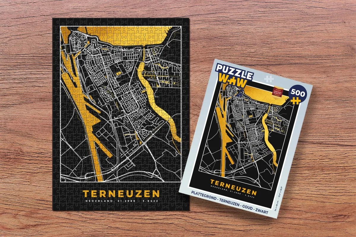 PuzzleWow Terneuzen Legpuzzel 500 Stuks - Goud/Zwart
