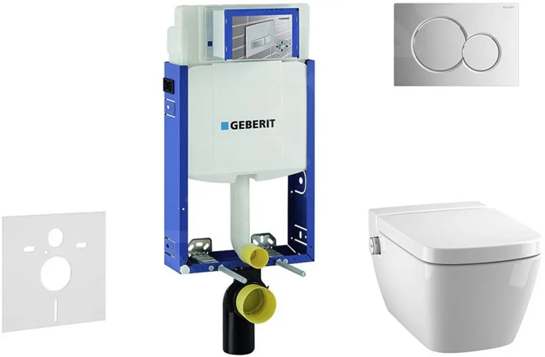 Inbouwreservoir voor hangend toilet met SIGMA01 bedieningsknop, glanzend chroom