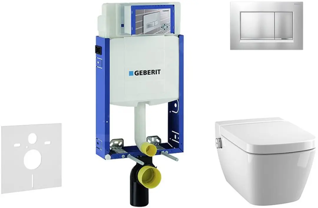 Inbouwreservoir voor hangend toilet met SIGMA30 bedieningsknop, mat chroom/chroo