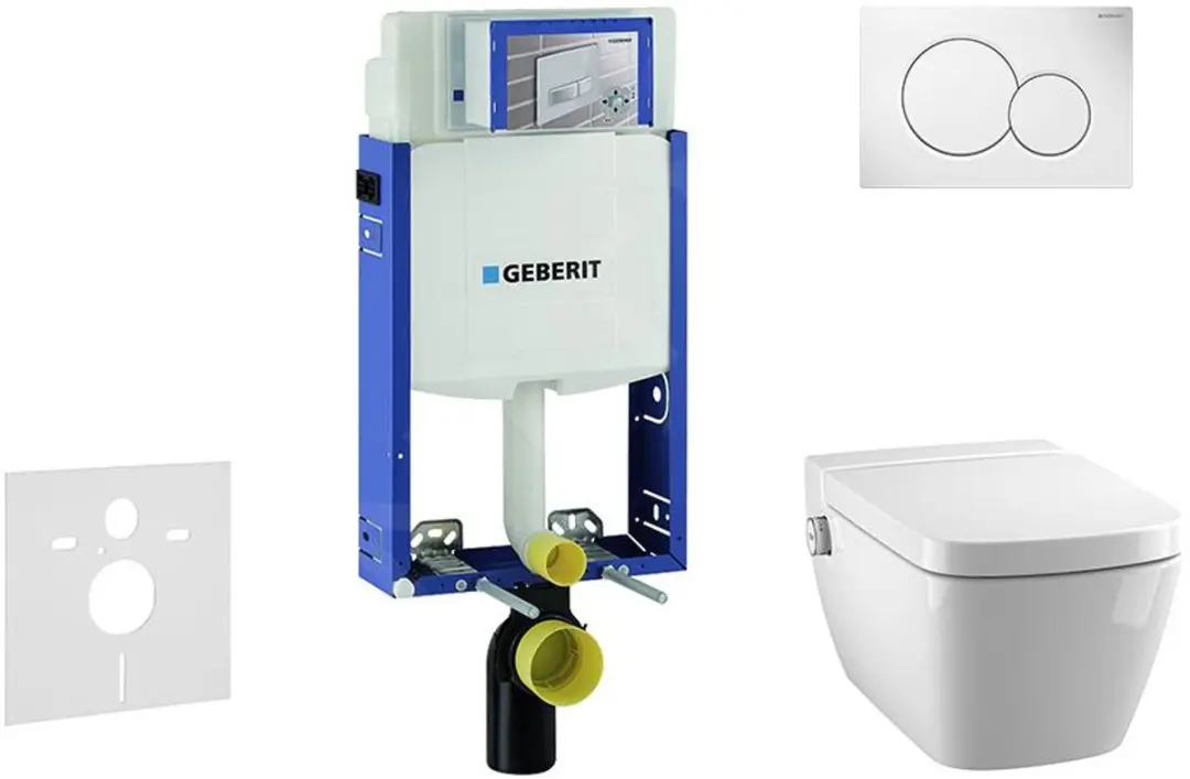 Inbouwreservoir voor hangend toilet met SIGMA01 bedieningsknop, alpine wit + Tec