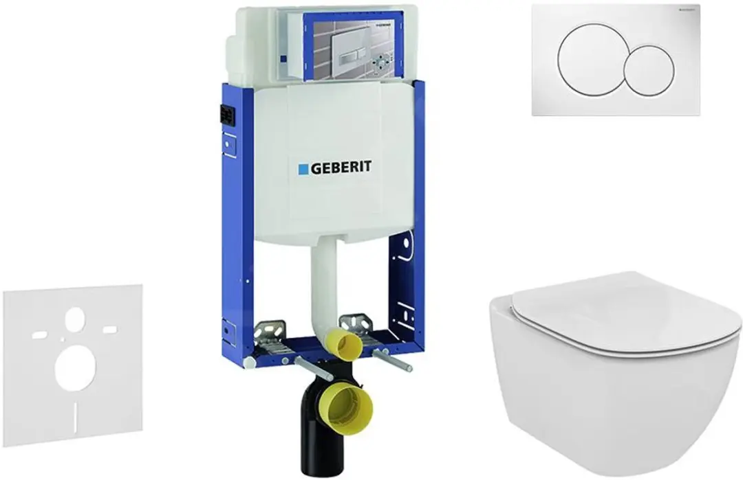 Inbouwreservoir voor hangend toilet met SIGMA01 bedieningsknop, alpine wit + Ide