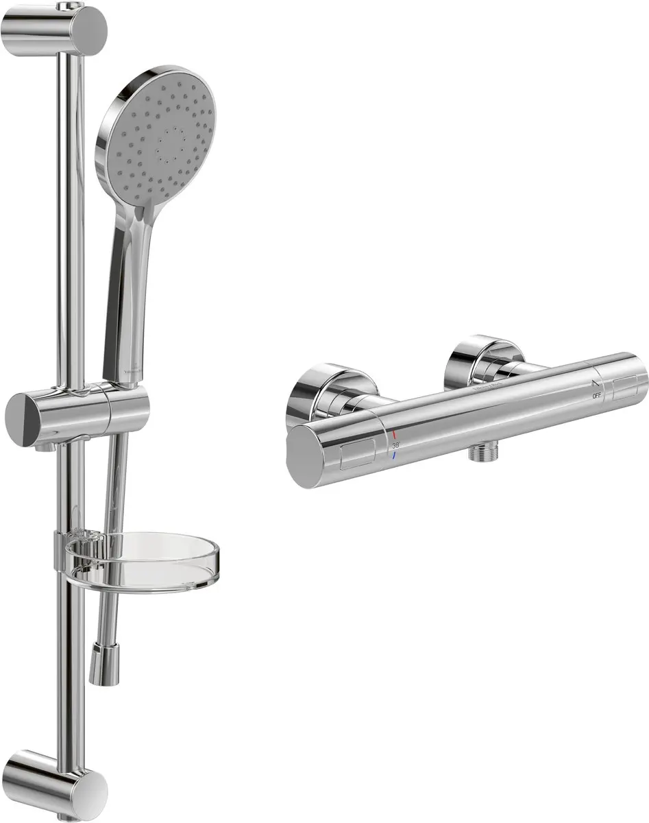 Villeroy & Boch Universele doucheset, 2in1, thermostaat, handdouche, opbouw chro