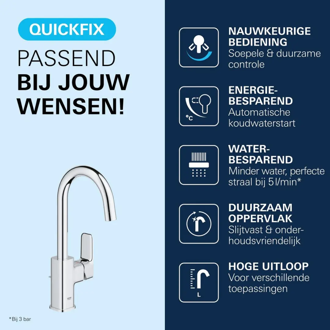 GROHE Dice L-Size 1018710000 Wastafelmengkraan - Chroom - afbeelding 4 van 6