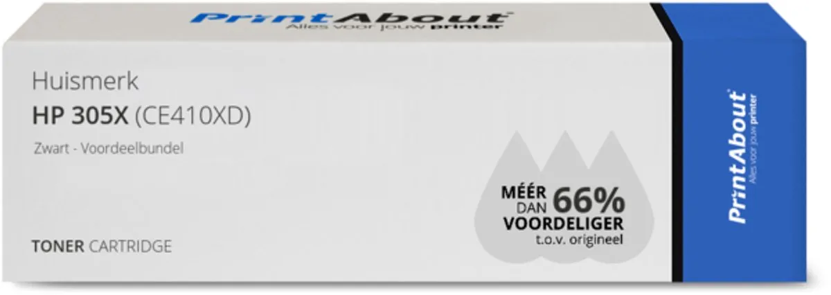 PrintAbout CE410XD-PA2 Toner Zwart - 2 Stuks - 9.000 pagina's