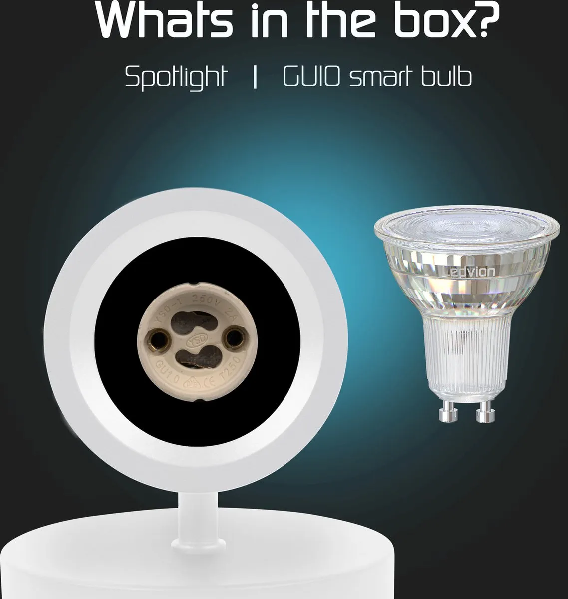 LEDVION SMART LED Plafondspot Wit 4.9W RGB+CCT GU10