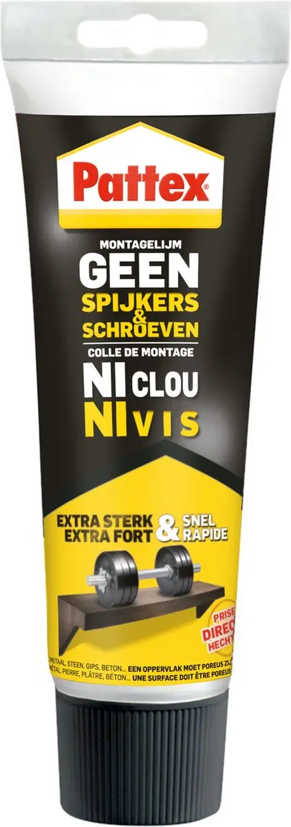Pattex Montagekit 250 g – Geen Spijkers & Schroeven – Universale Montgellijm Binnen – Extra Sterk & Waterdicht – Voor Hout, Metaal, Steen & Meer